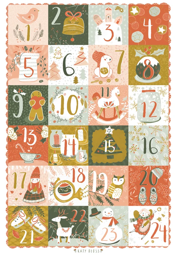 Illustrated Advent Calendar Poster No Bg — Illustrations by Kate Turnbull