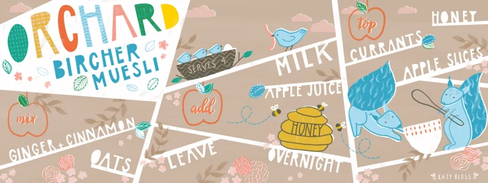 Orchard Bircher Muesli Recipe — Illustrations by Kate Turnbull