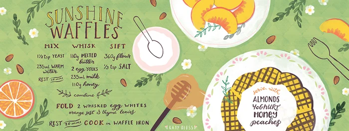 Sunshine Waffles Recipe — Illustrations by Kate Turnbull