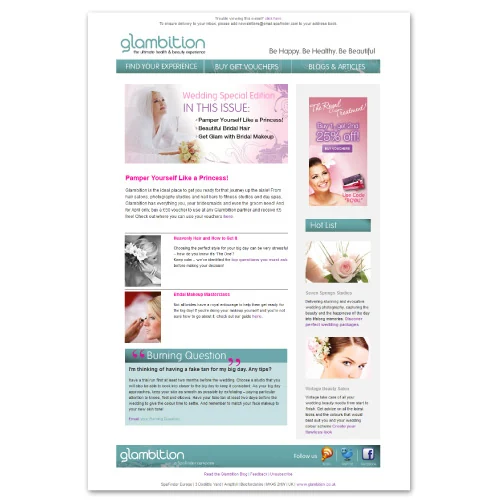 Glambition Royal Wedding Email 1 — HTML Newsletters by Kate Turnbull