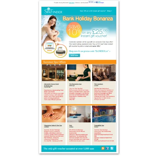 SpaFinder Bank Holiday Email 2 — HTML Newsletters by Kate Turnbull