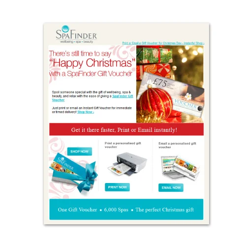 SpaFinder Christmas Email — HTML Newsletters by Kate Turnbull
