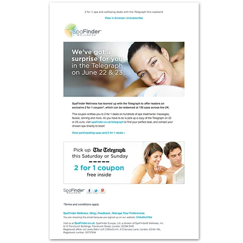 SpaFinder Telegraph Email — HTML Newsletters by Kate Turnbull